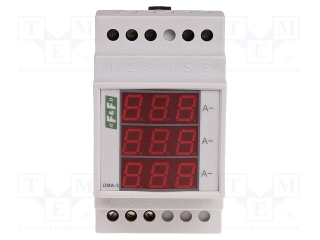 Ammeter; digital,mounting; 0÷30A; Meas.accur: ±1%; 3-digit LED