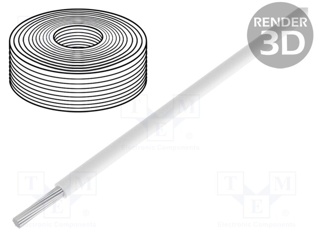 Wire; stranded; Cu; 1x0,04mm2; PVC; white; 60V; -5÷85°C; 10m