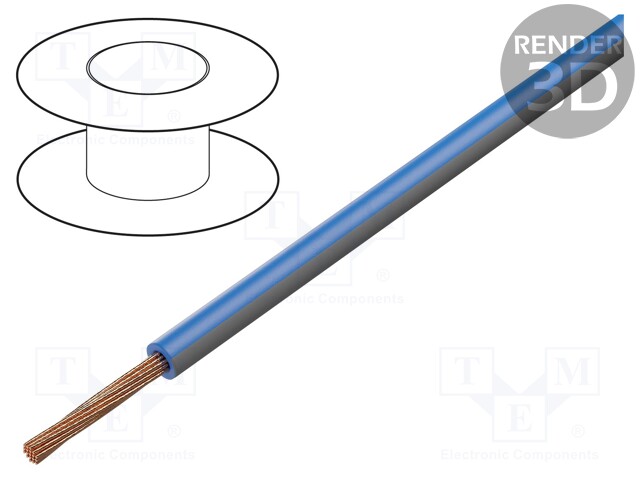 Wire; FLRY-B; 1x0.5mm2; stranded; Cu; PVC; blue-grey; 60V; Class: 5