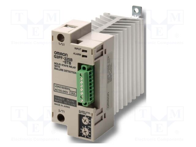 Relay: solid state; Ucntrl: 24VDC; 25A; 200÷480VAC; G3PF; 1-phase
