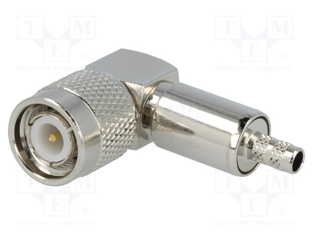 Plug; TNC; male; angled 90°; 50Ω; crimped; for cable; delrin (POM)