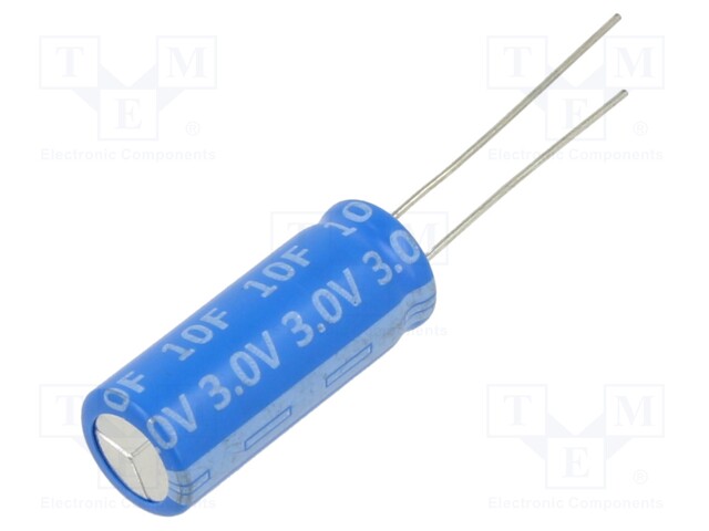 Supercapacitor; THT; 10F; 3VDC; Ø10x25mm