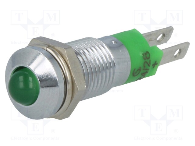 Indicator: LED; prominent; 24÷28VDC; Cutout: Ø8.2mm; IP40; metal