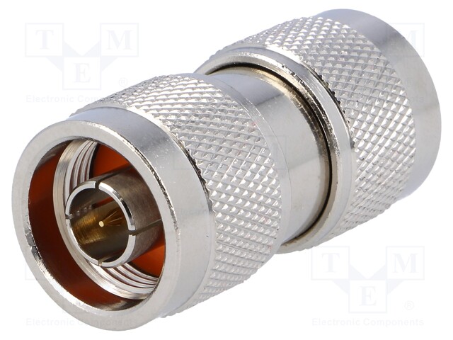 Coupler; N plug,both sides; straight; 50Ω; teflon; gold-plated