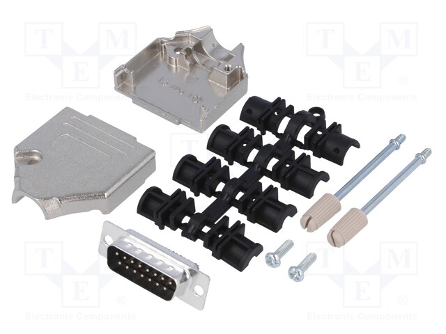 D-Sub; PIN: 15; plug; male; turned contacts; straight; soldering