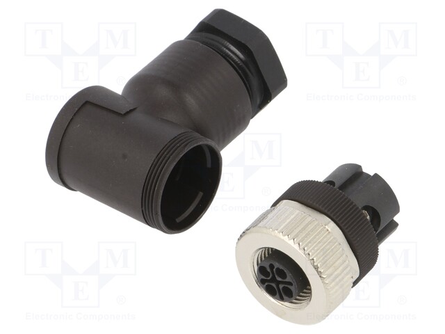Plug; M12; PIN: 4; female; S code-Power; for cable; screw terminal