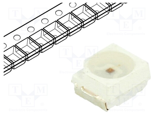 LED; 3528,PLCC2; red; 500÷700mcd; 120°; 3.5x2.8x1.9mm; 10mW