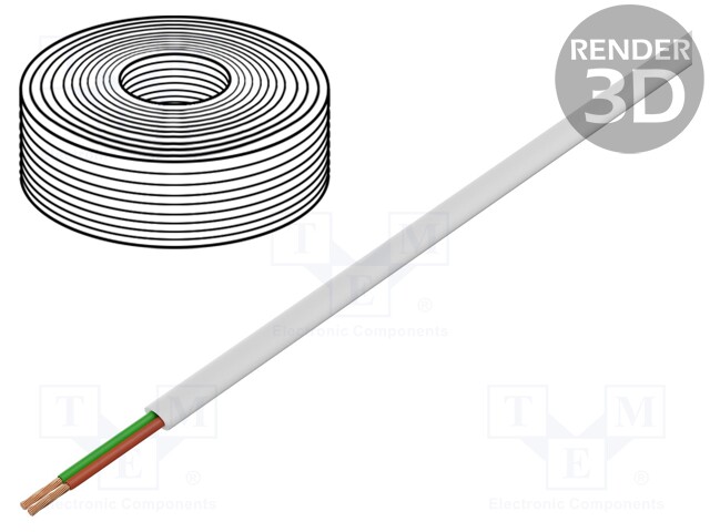 Wire: telecommunication cable; stranded; white; 100m; Core: CCS
