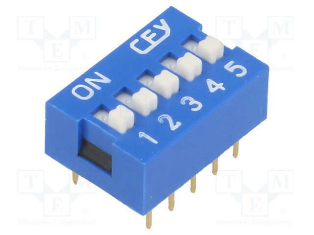 Switch: DIP-SWITCH; Poles number: 5; ON-OFF; 0.05A/12VDC; Pos: 2