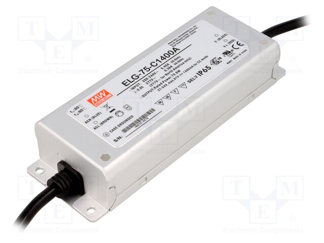 Power supply: switched-mode; LED; 75.6W; 27÷54VDC; 700÷1400mA