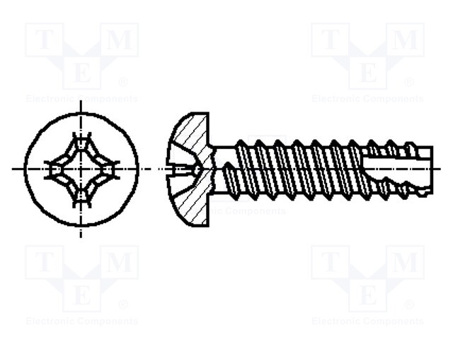 Screw; 4,2x16; Head: cheese head; Phillips; hardened steel; zinc