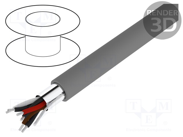Wire; stranded; Cu; UL CMG; 4x2x24AWG; unshielded; dark grey; LSZH