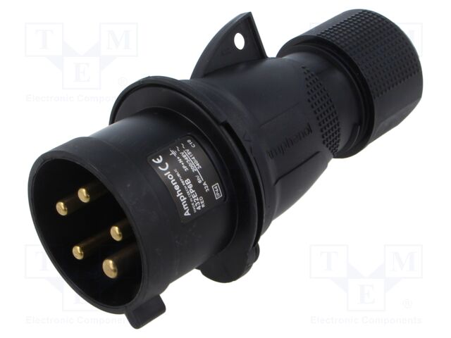 Connector: AC supply 3-phase; plug; male; straight; for cable