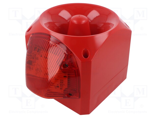 Signaller: lighting-sound; 10÷60VDC; siren,flashing light; red