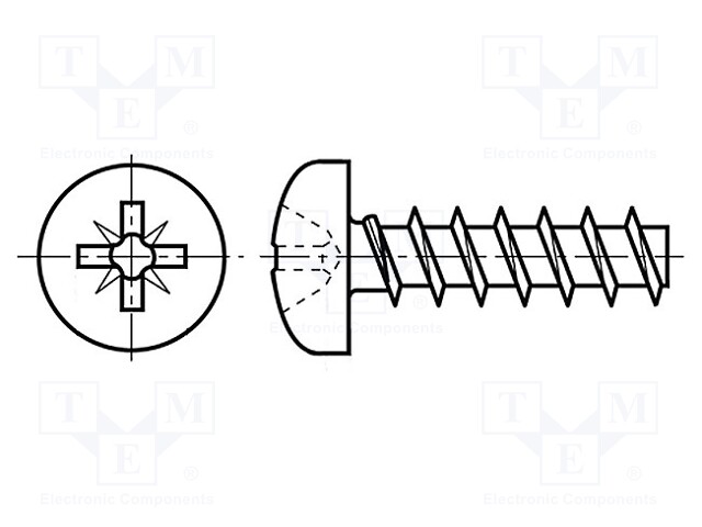 Screw; for plastic; 3,5x10; Head: cheese head; Pozidriv; steel