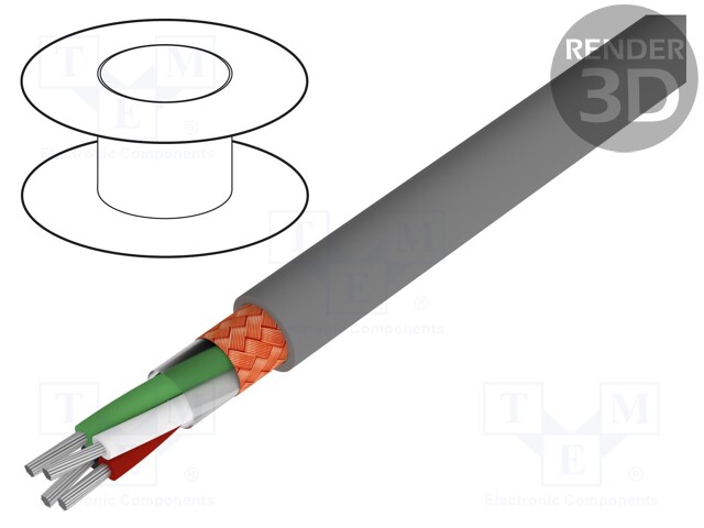 Wire; UL AWM 2095; 4x22AWG; braid made of copper wires; PVC; 300V