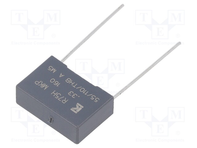 DC Film Capacitor, 0.33 µF, 160 V, Metallized PP, ± 5%, R75H Series, Radial Box