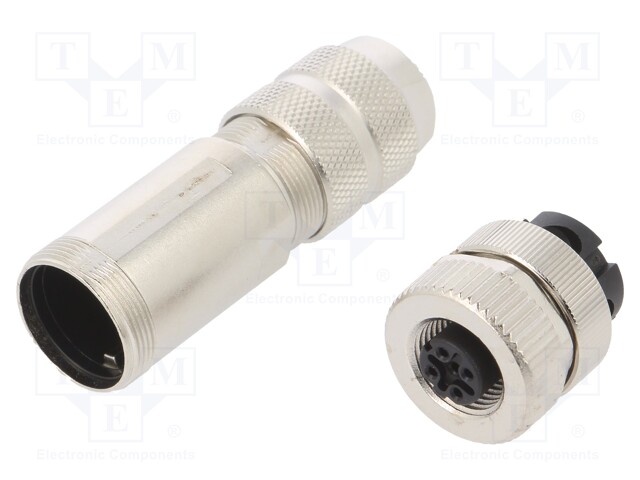 Plug; M12; PIN: 4; female; D code-Ethernet; for cable; IP67