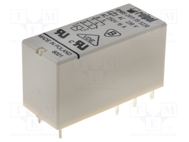 Relay: electromagnetic; SPDT; Ucoil: 230VAC; 16A/250VAC; 16A/24VDC