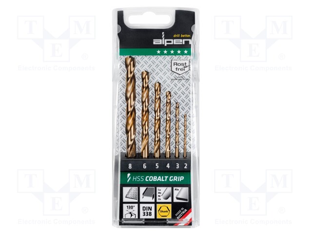 Drill set; for metal; high speed steel cobalt HSS-Co; steel