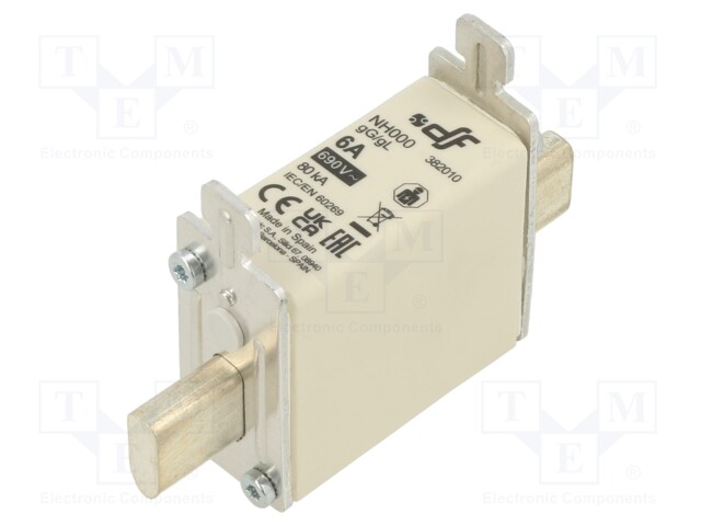 Fuse: fuse; gG; 6A; 690VAC; 250VDC; ceramic; NH000