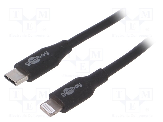 Cable; USB 2.0; Apple Lightning plug,USB C plug; 2m; black; 87W