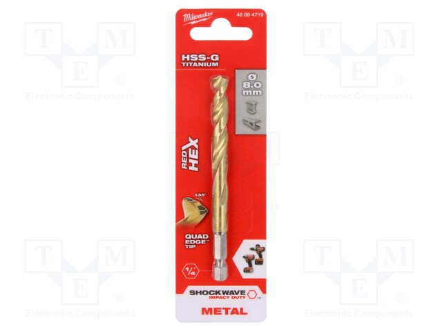 Drill bit; for metal,impact; Ø: 8mm