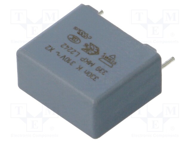 Capacitor: polypropylene; 330nF; 630VDC; 15mm; ±10%; Mounting: THT