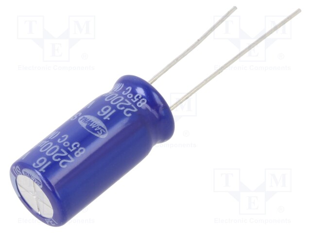 Capacitor: electrolytic; THT; 2200uF; 16VDC; Ø10x20mm; ±20%; 2000h