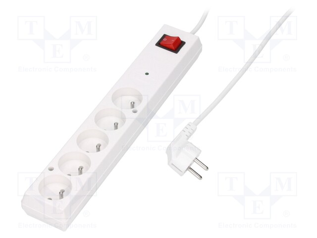Plug socket strip: protective; Sockets: 5; 230VAC; 10A