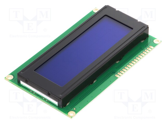 Display: LCD; alphanumeric; STN Negative; 20x4; blue; 98x60x13.6mm