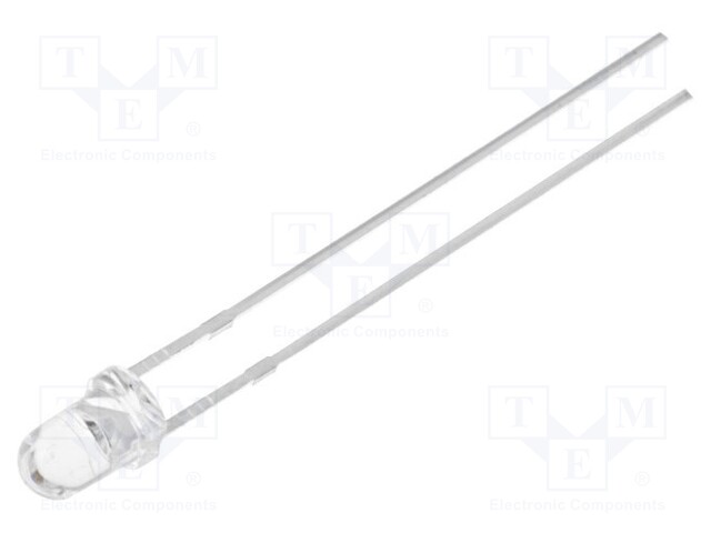 LED; 3mm; blue (cyan); 30°; Front: convex; 6÷6.7lm