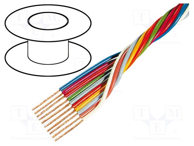Wire; stranded; OFC; 8x0,35mm2; unshielded; PVC; 49V; 100m