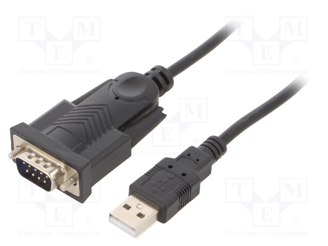 USB to RS232 converter; D-Sub 9pin plug,USB A plug; 1.5m; black