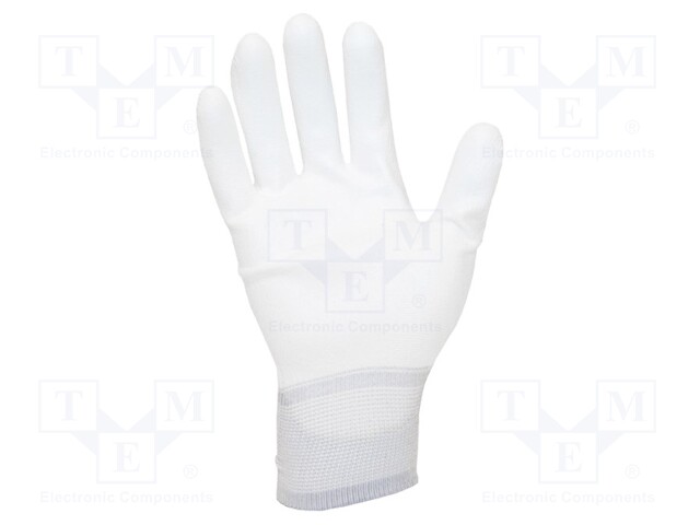 Protective gloves; ESD; M; ANSI/ESD SP15.1; polyamide; white