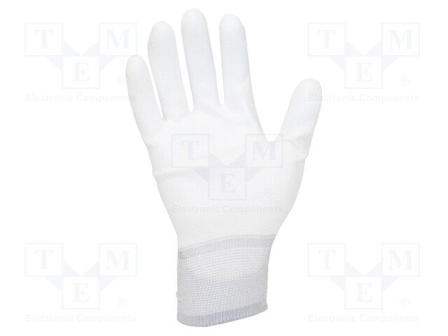 Protective gloves; ESD; M; ANSI/ESD SP15.1; polyamide; white