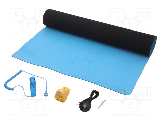 Bench mat; ESD; Dim: 600x1200mm; D: 2mm; blue (bright)