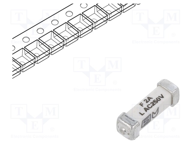 Fuse: fuse; time-lag; 2A; 250VAC; 125VDC; SMD; ceramic; Package: tape