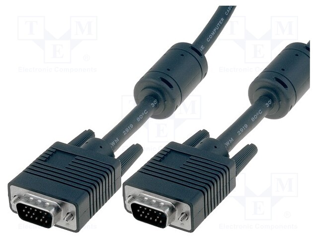 Cable; D-Sub 15pin HD plug,both sides; black; 15m