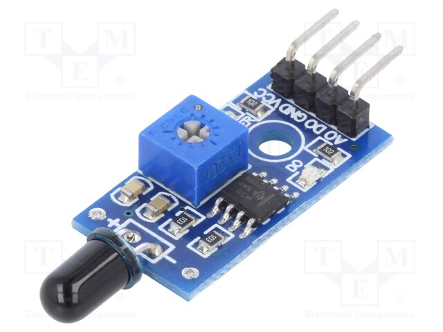 Sensor: flame; infrared; analog,digital; 3.3÷5VDC; IC: LM393; 60°