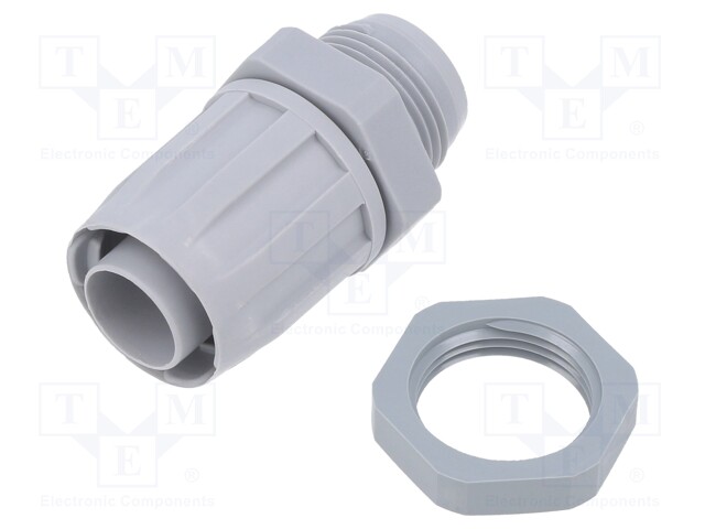 Straight terminal connector; Thread: PG,outside; ØBraid : 19mm