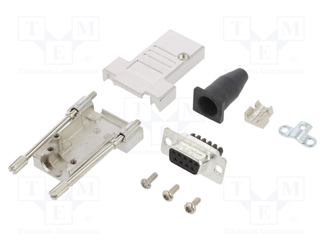 D-Sub; PIN: 9; female; shielded,with strain relief; straight