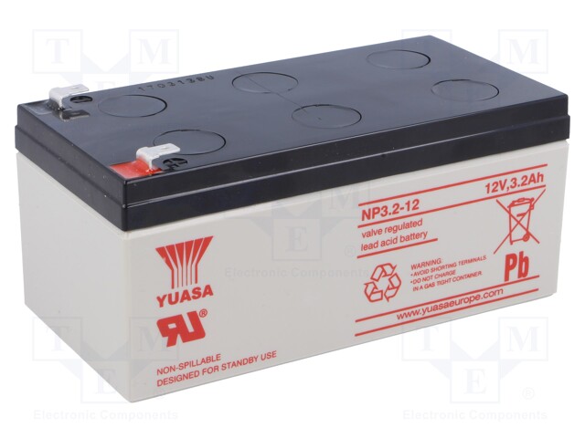 Re-battery: acid-lead; 12V; 3.2Ah; AGM; maintenance-free