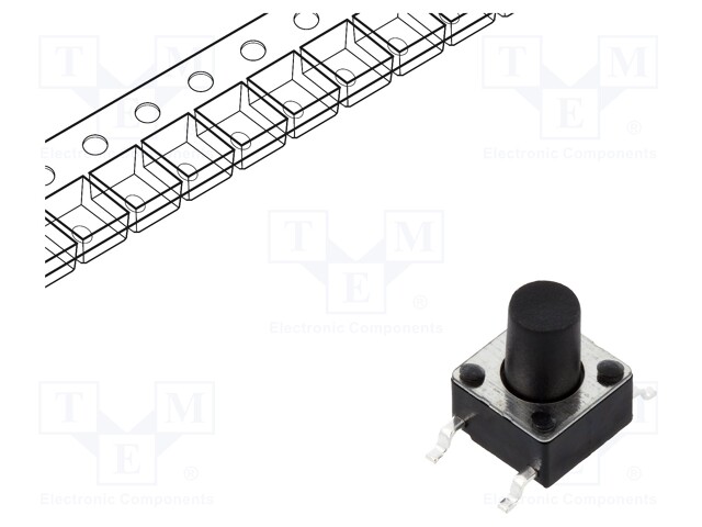 Microswitch TACT; SPST-NO; Pos: 2; 0.05A/12VDC; SMT; none; 1.6N