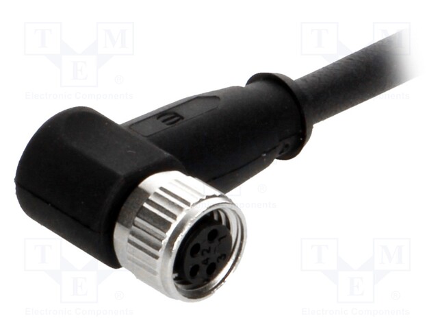 Connector: M8; female; PIN: 4; angled 90°; with lead; plug; 5m; TPU
