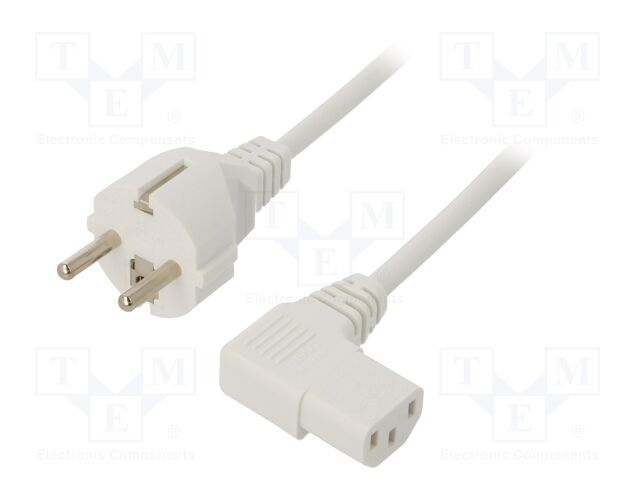 Cable; 3x1mm2; CEE 7/7 (E/F) plug,IEC C13 female 90°; PVC; 3m