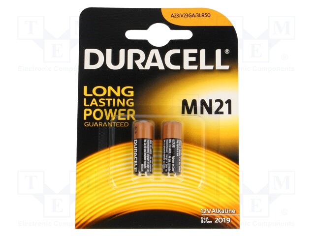 Battery: alkaline; 12V; 23A,8LR932,A23; Batt.no: 2; Ø10x29mm