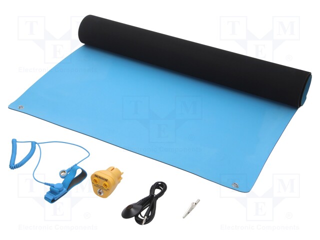 Bench mat; ESD; Dim: 600x900mm; D: 2mm; blue (bright)