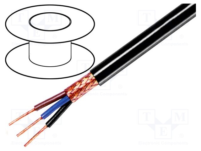 Wire; 3x0,25mm2; braid made of copper wires; PVC FirestoP®; 49V