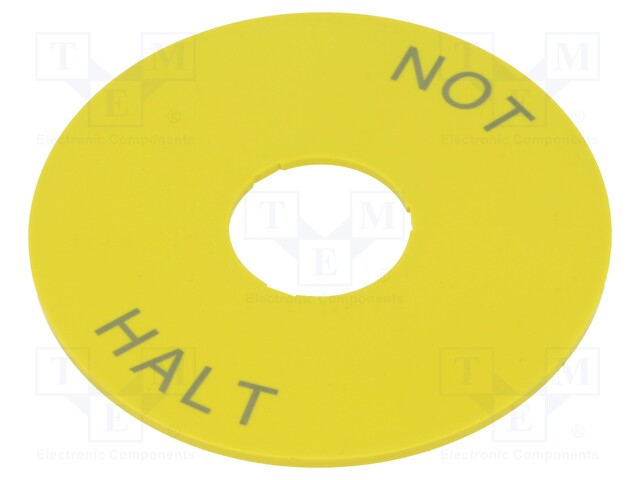 Warning plate; 22mm; 3SU1.5; -25÷70°C; Ømount.hole: 22mm; Ø: 75mm